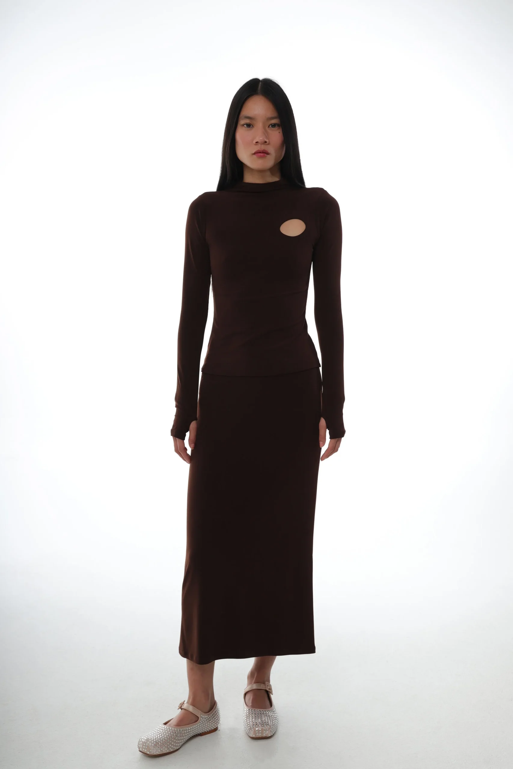 SANDY LIANG BELLA TOP IN DARK BROWN> Tops