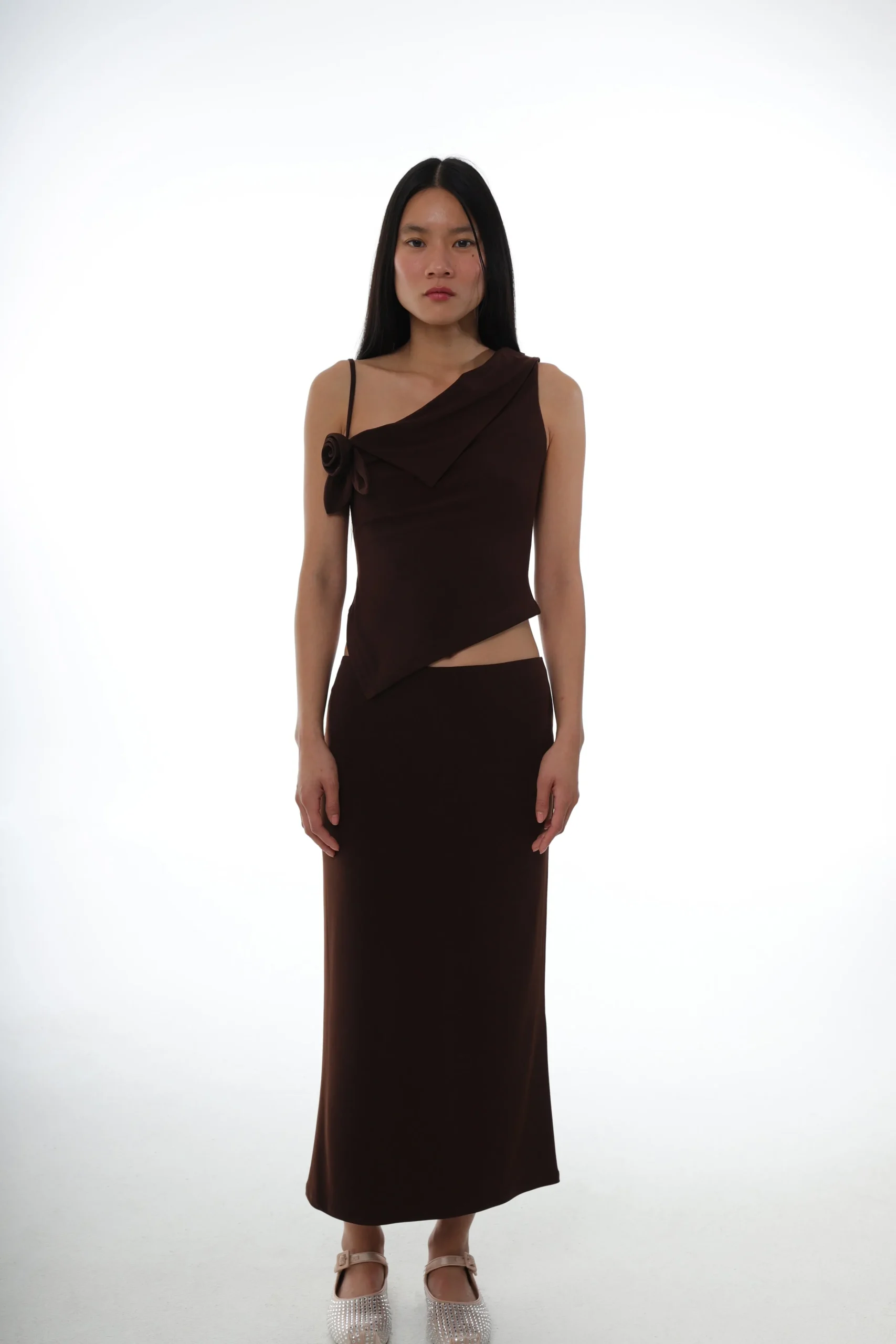 SANDY LIANG DORY TOP IN DARK BROWN> Tops