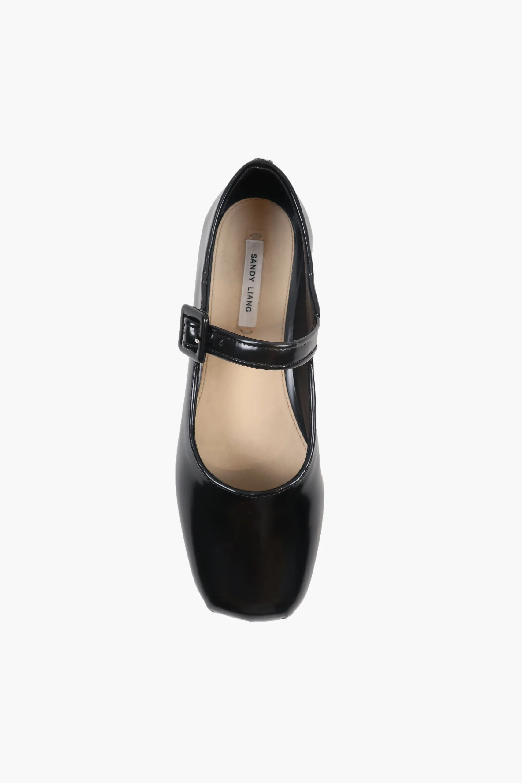 SANDY LIANG MARY JANE POINTE IN BLACK SPAZZOLATO> Shoes