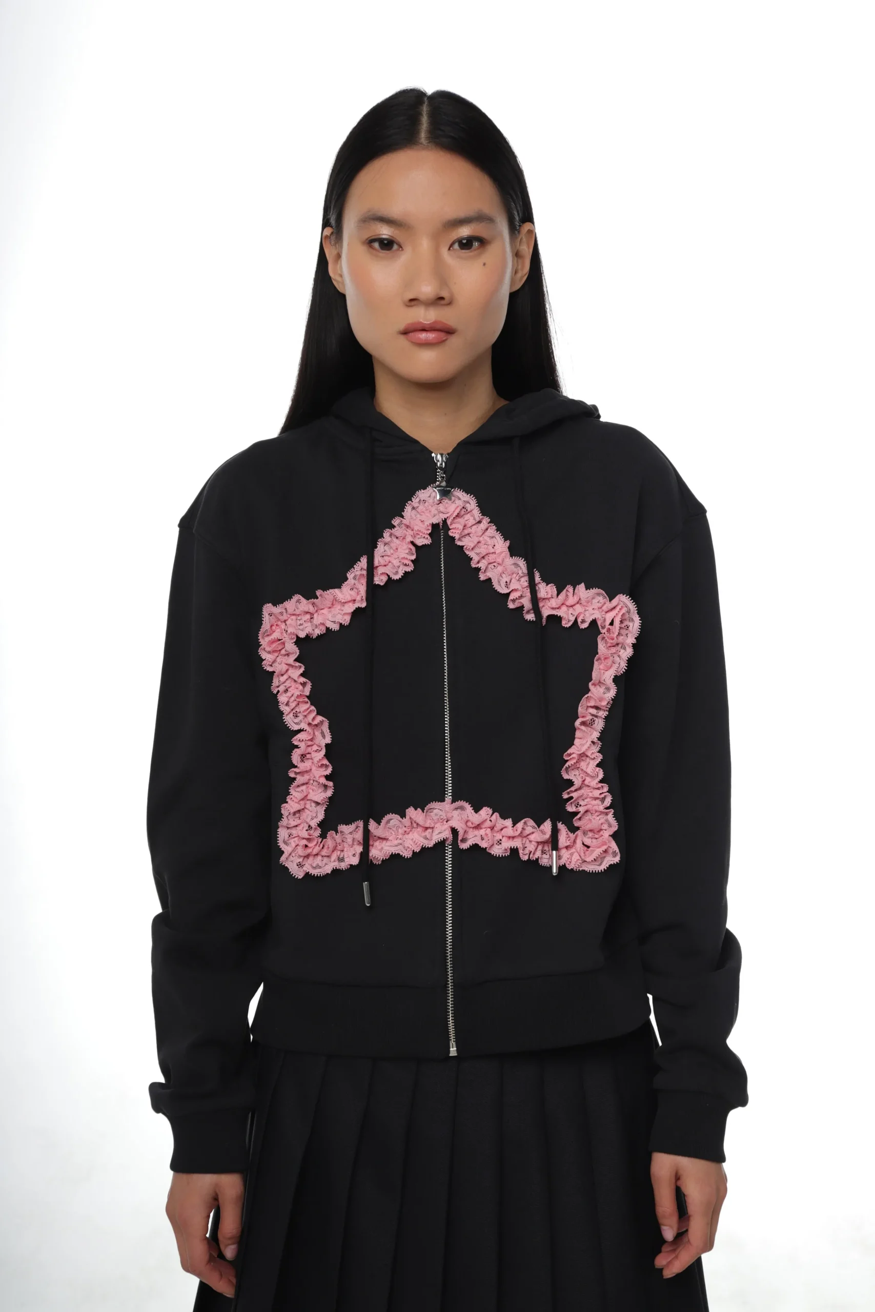 SANDY LIANG REGINA HOODIE IN BLACK> Tops