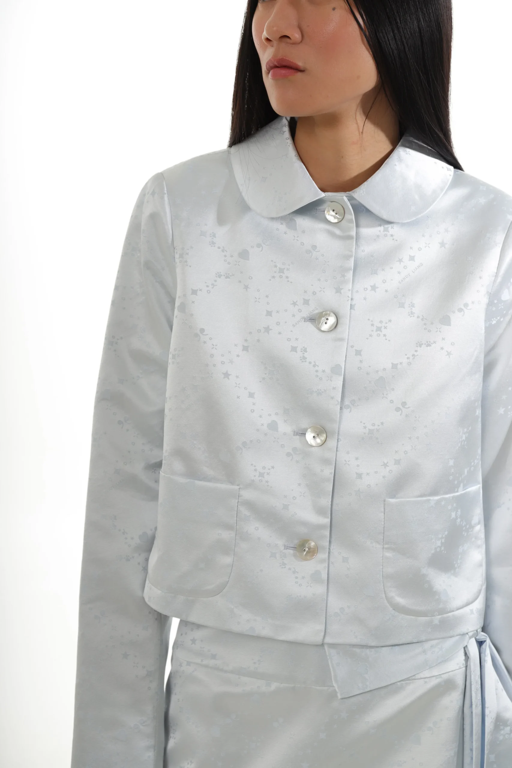 shelby_jacket_in_ice_blue_2.webp SANDY LIANG SHELBY JACKET IN ICE BLUE> Bridal | Outerwear