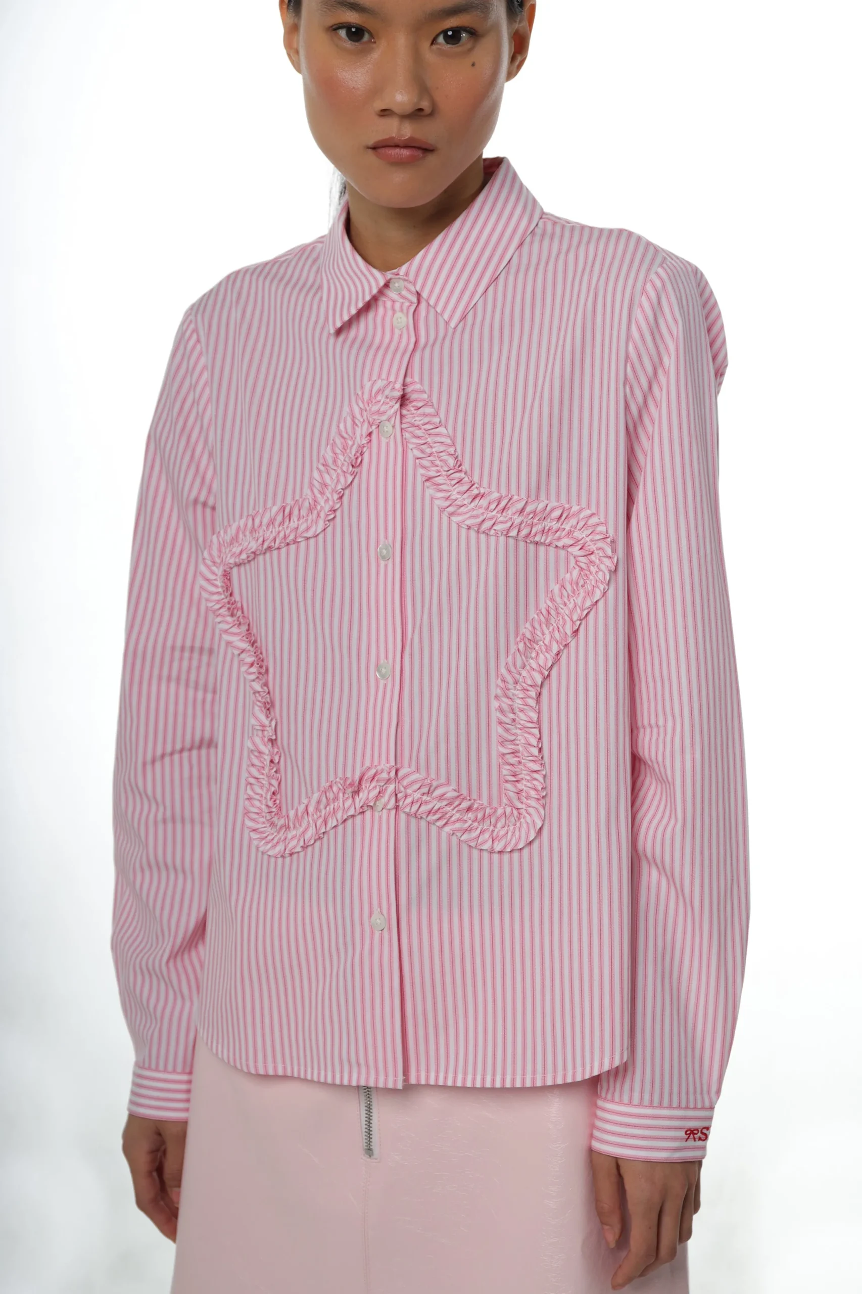 SANDY LIANG SIRIUS SHIRT IN PINK STRIPE> Uniform | Tops